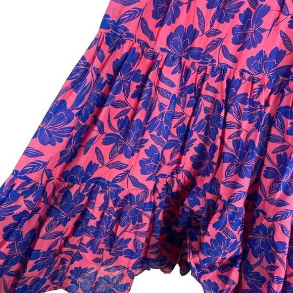 TALULAH Pink & Blue Floral Layered tiered Ruffle Dress | Size Medium - Picture 6 of 8